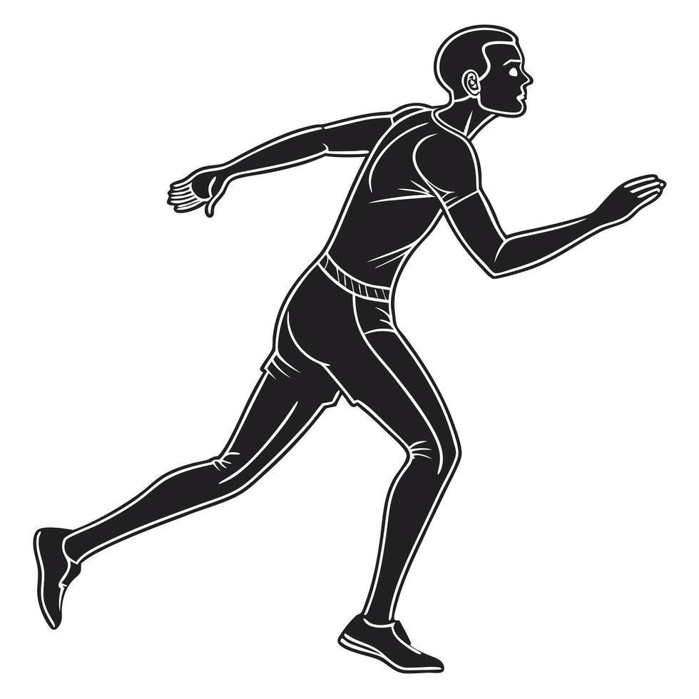 Runner In Action Black And White vector