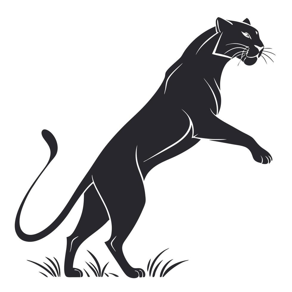 Silhouette Of A Panther Leaping Forward vector