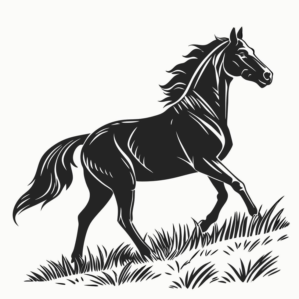 Silhouette Of A Galloping Horse Design vector