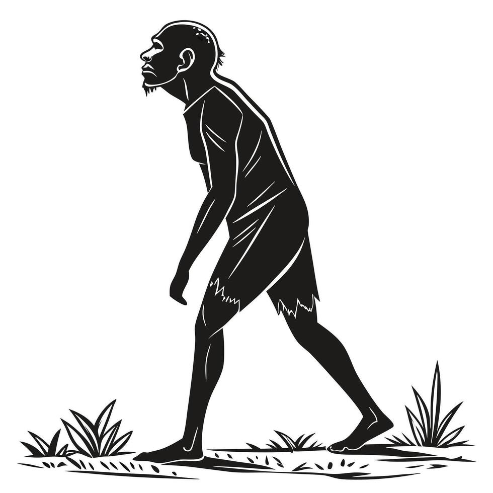 Silhouette Of An Ancient Human Ancestor vector