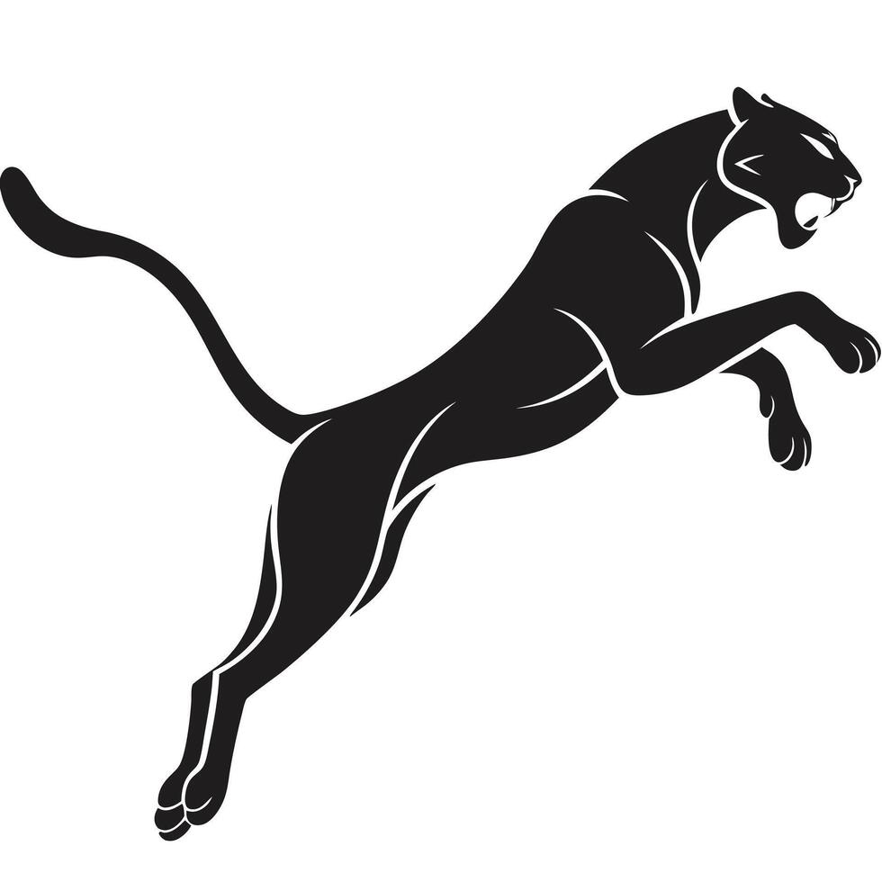 Silhouette Of A Jumping Roaring Panther vector