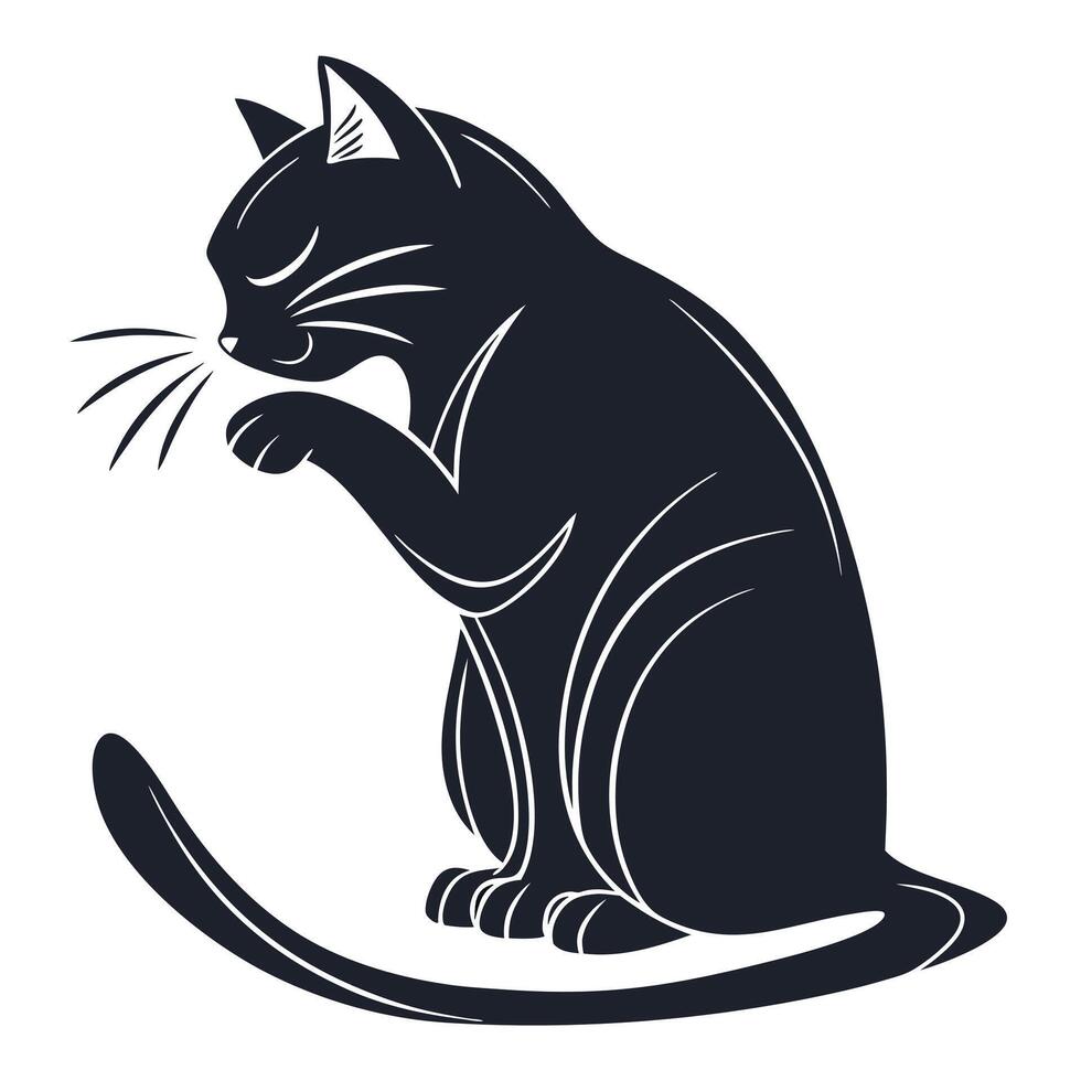 Simple Illustration Of Grooming Cat vector
