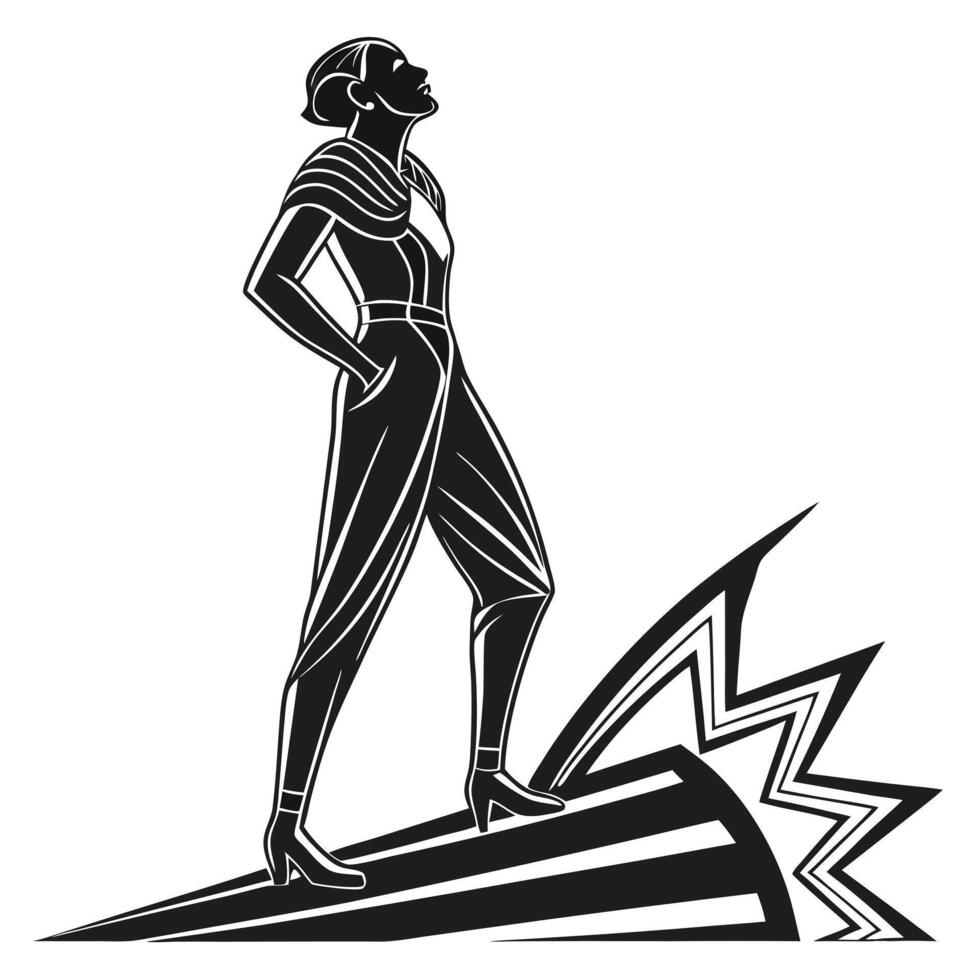 Stylish Woman Stands In Format vector