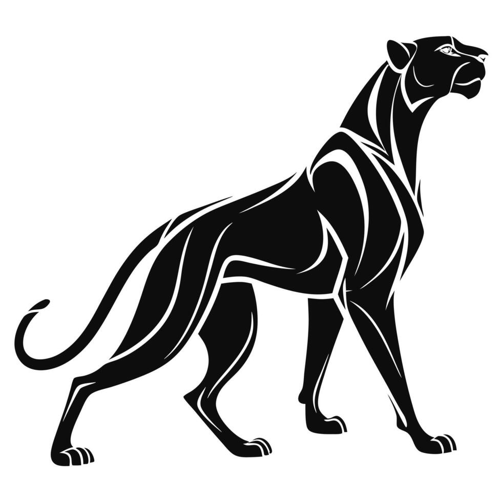 Stylized Black Panther Illustration On White Background vector