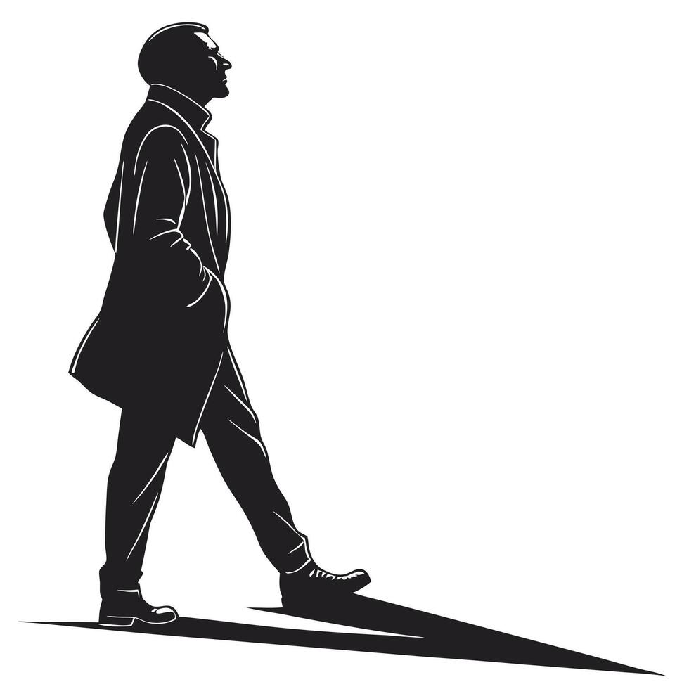 Stylish Man Walking Silhouette Graphic vector