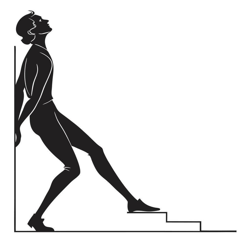 Woman Silhouette Leaning Against Wall vector