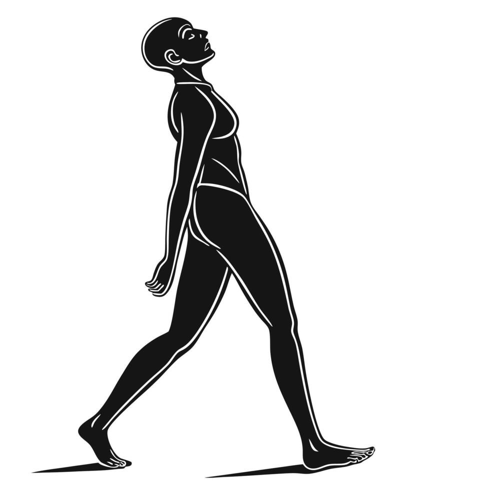 Stylized Person Walking Black And White vector