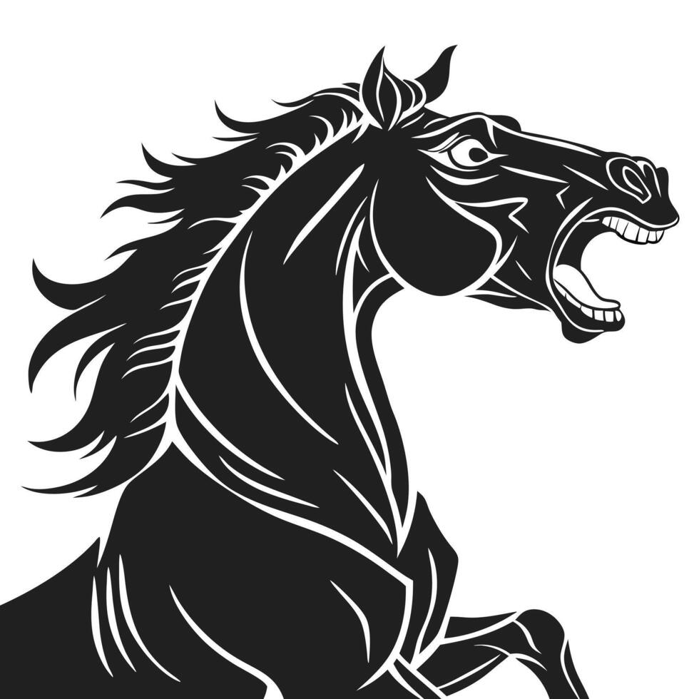 Illustration Of Black Rearing Horse vector