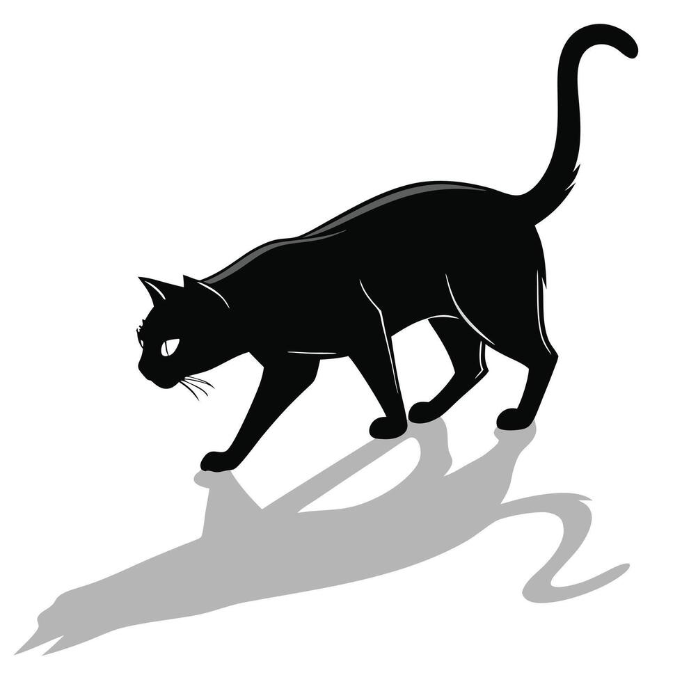 Black Cat Walking Isolated Illustration vector