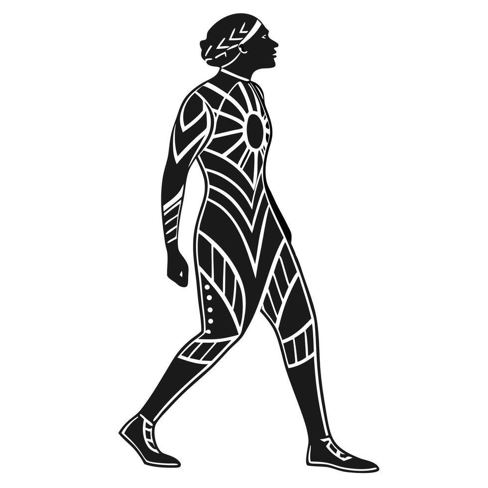 Walking Man Black And White Graphic vector