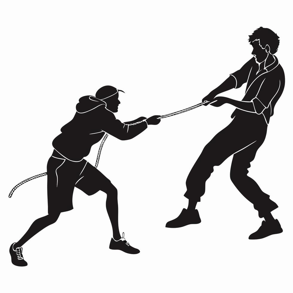 Tug Of War Simple Black Silhouette vector