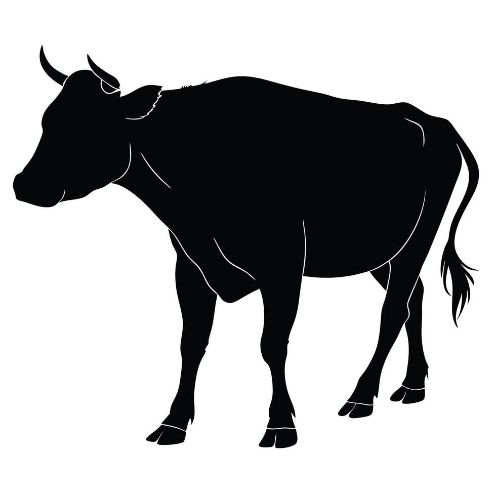 Black And White Cow Silhouette Art vector