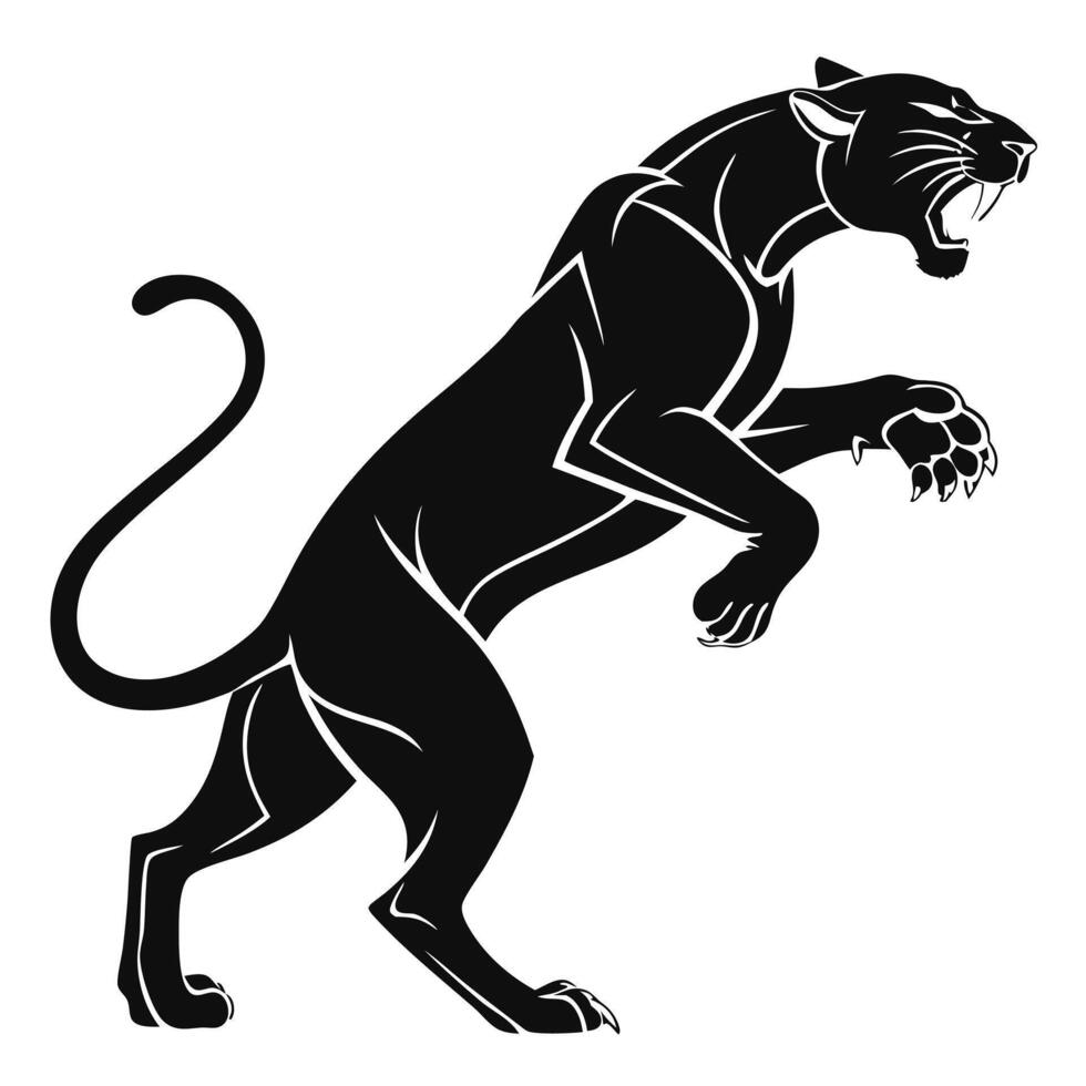 Black Panther Aggressive Stance Silhouette vector