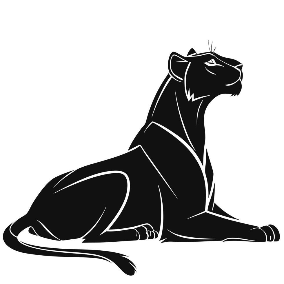 Black Panther Lying Down Silhouette vector