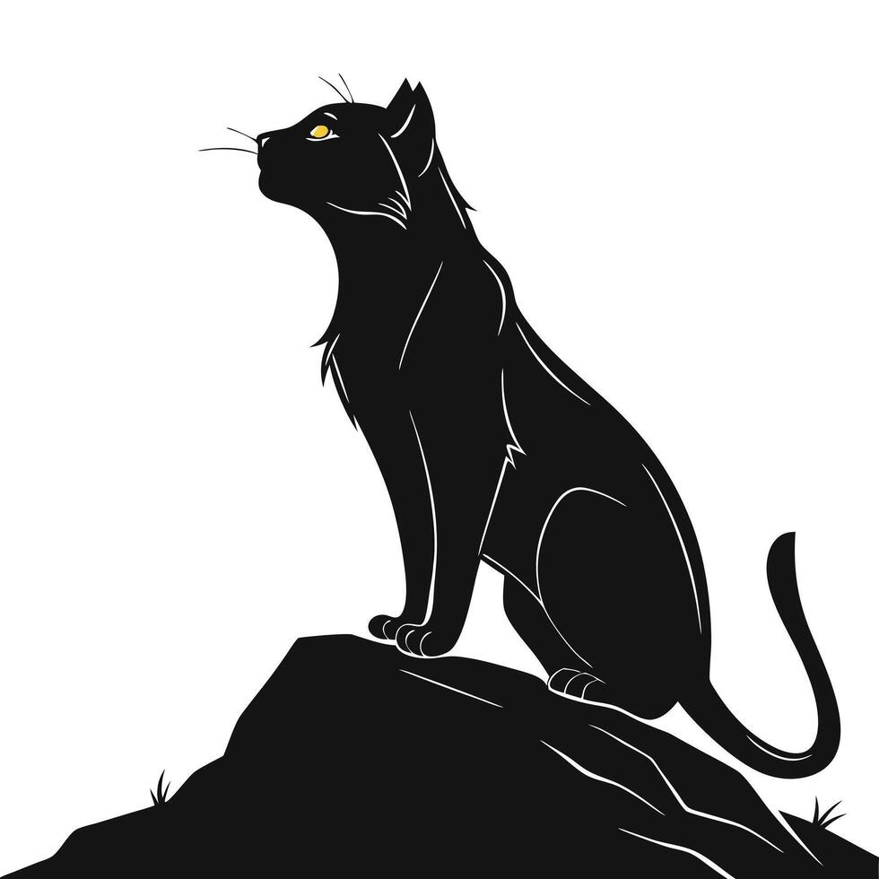 Black Panther Silhouette On A Rock vector