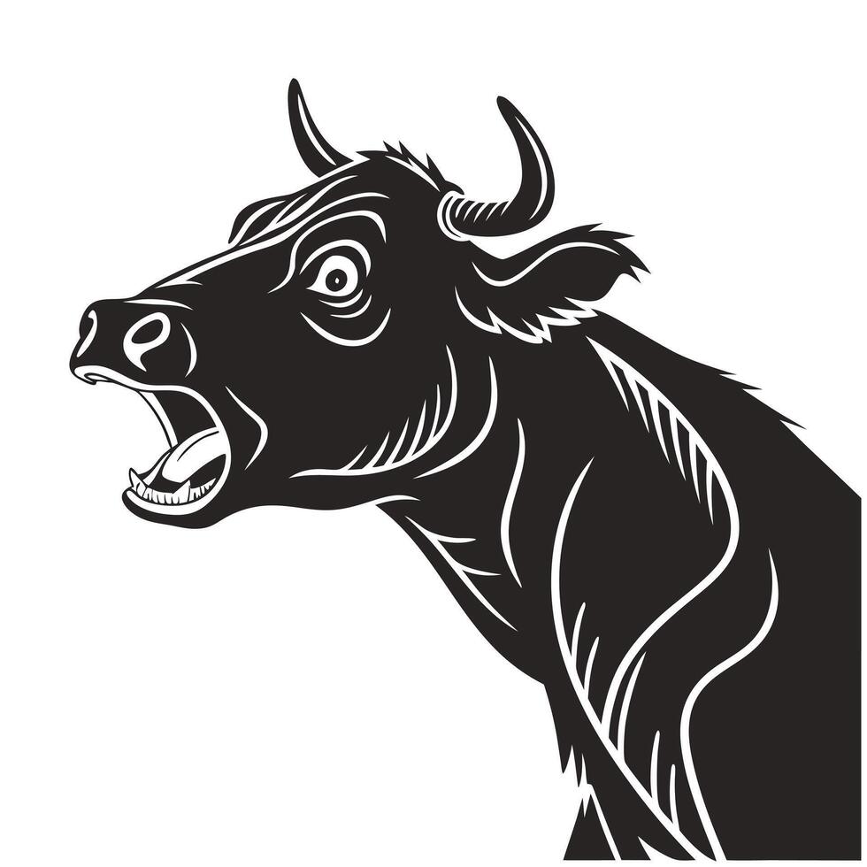Black Silhouette Of An Angry Bull vector