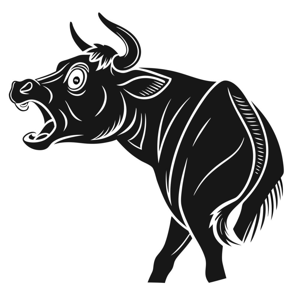Black Bull Angry Illustration Graphic vector