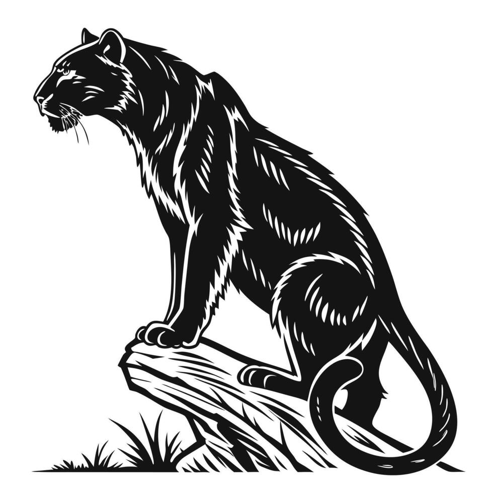 Black Panther Sitting Silhouette Illustration vector