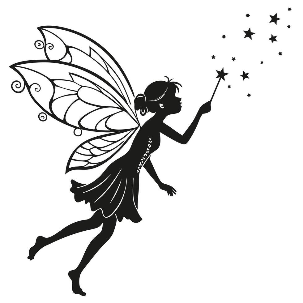 Fairy Casting Stars Illustration Design vector