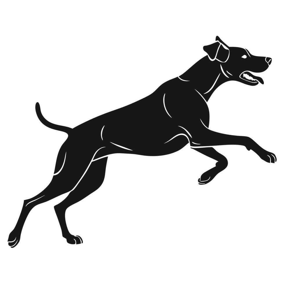 Dog In Black Silhouette Leaping vector