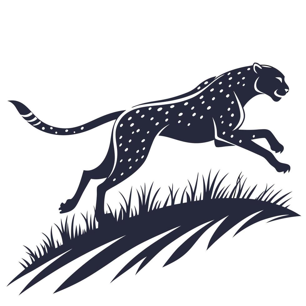 Cheetah Leaping Over Grass Icon Design vector