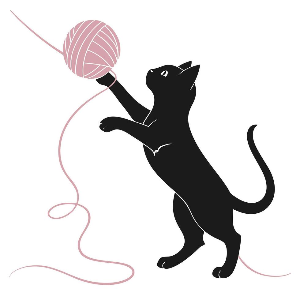 Cat Playing With A Pink Ball vector