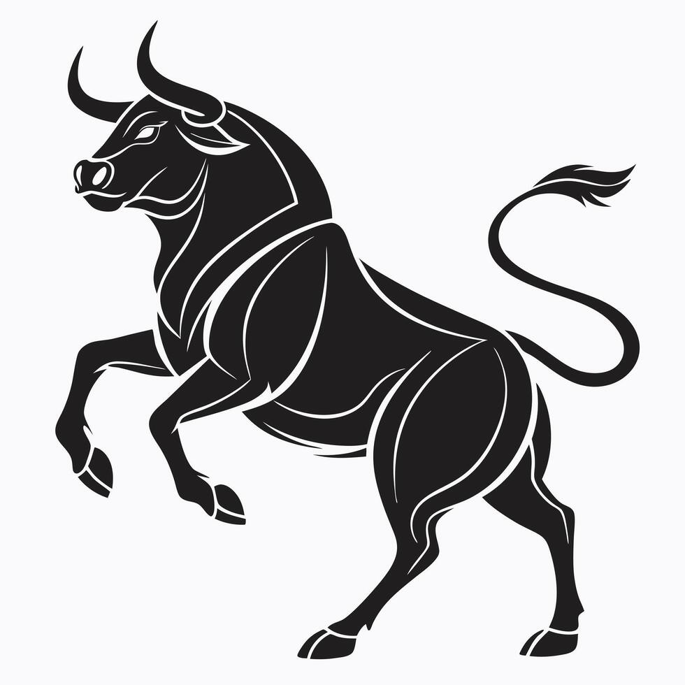 Elegant Rearing Bull Illustration Design vector