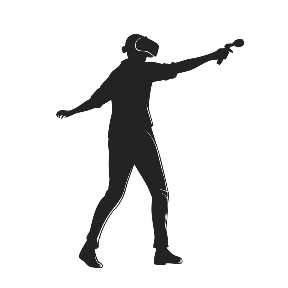 Man In Vr Headset Silhouette vector