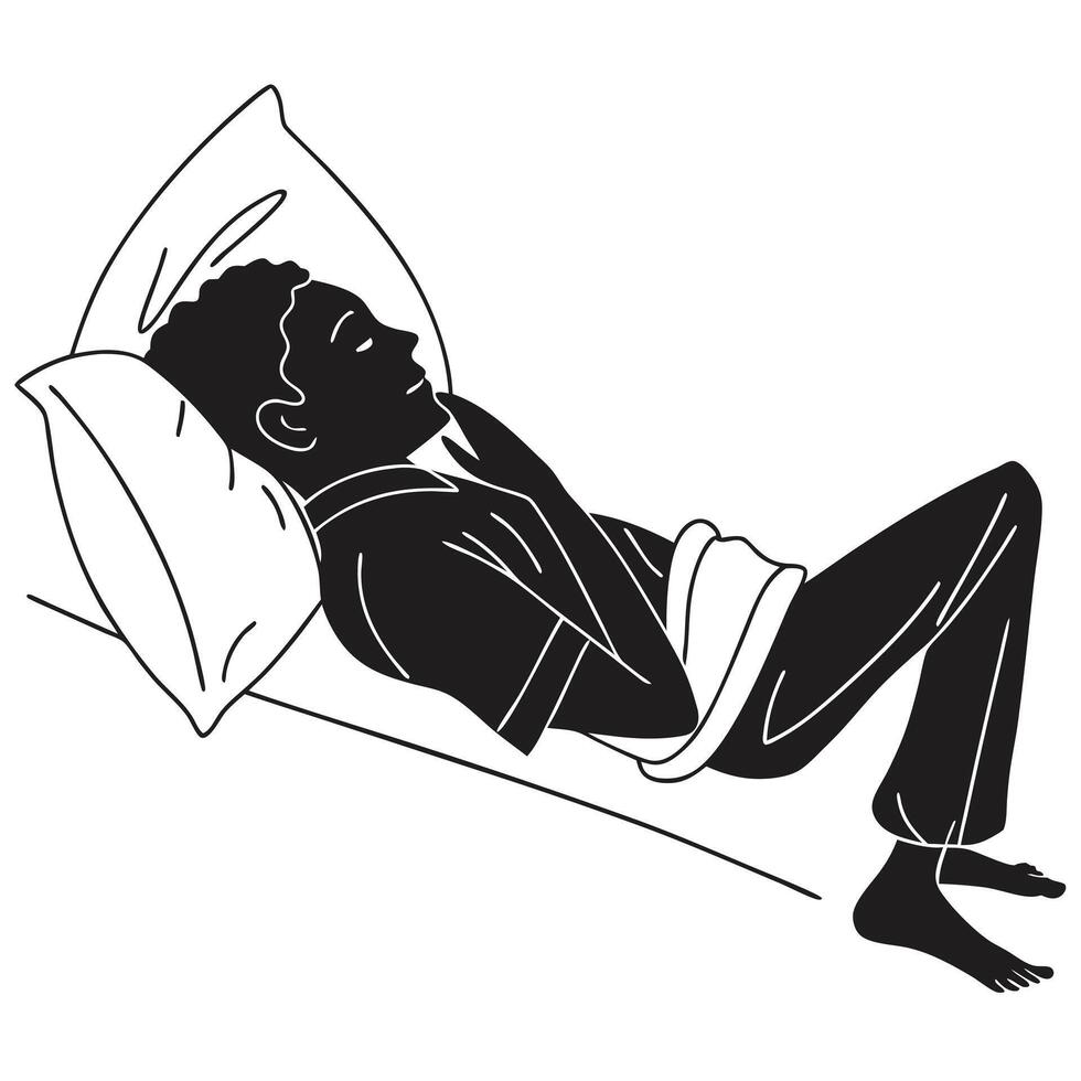 Man Resting Bed Graphic Silhouette Illustration vector