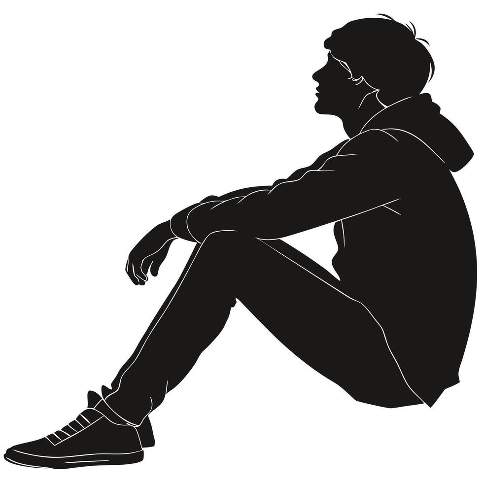 Man Sitting Silhouette Illustration Graphic vector