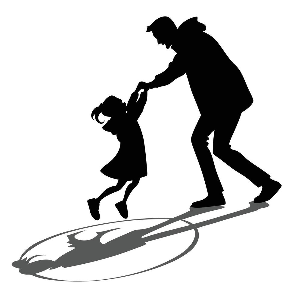 Father Daughter Silhouette Fun Time Together vector