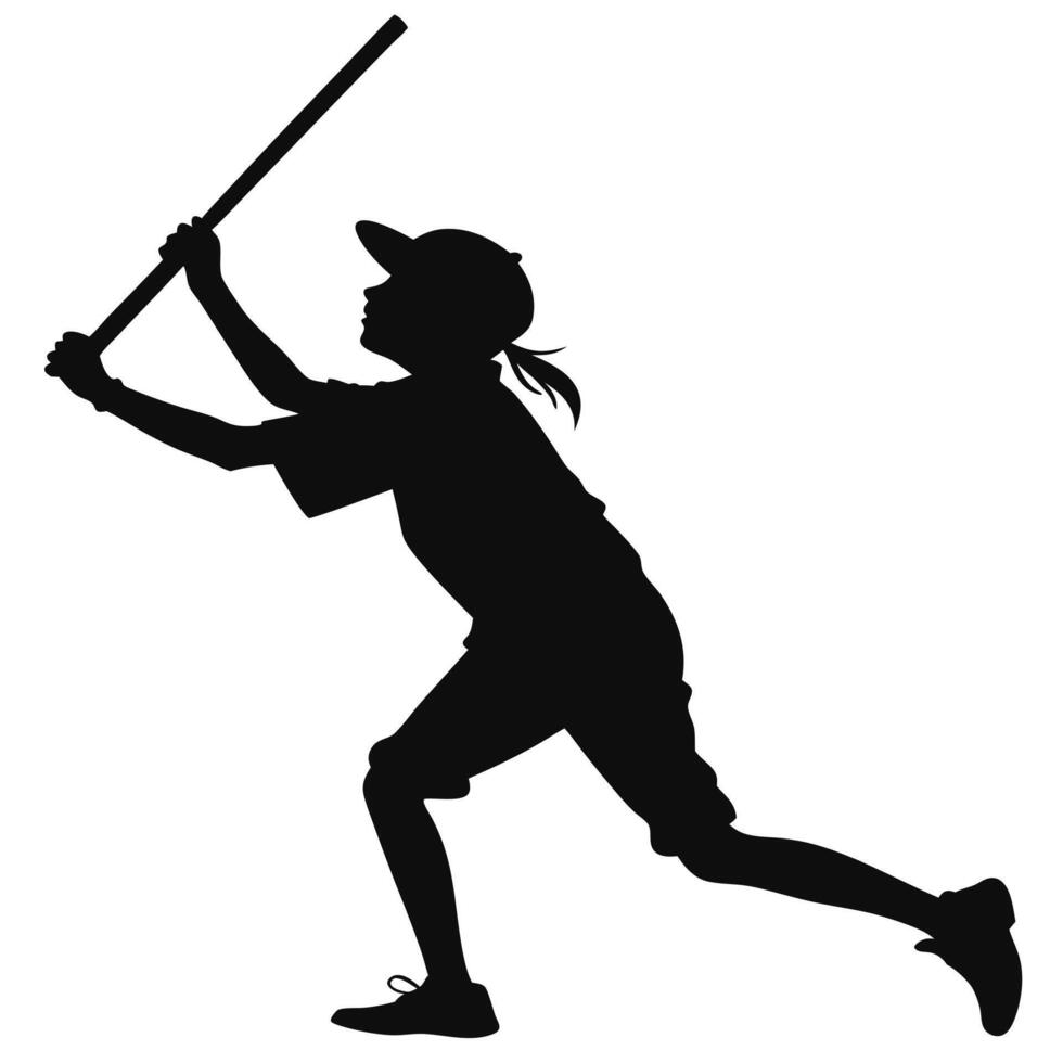Girl Hitting Object Silhouette vector