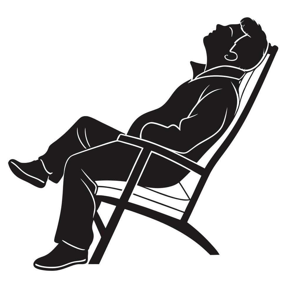 Man Relaxing In Chair Silhouette vector