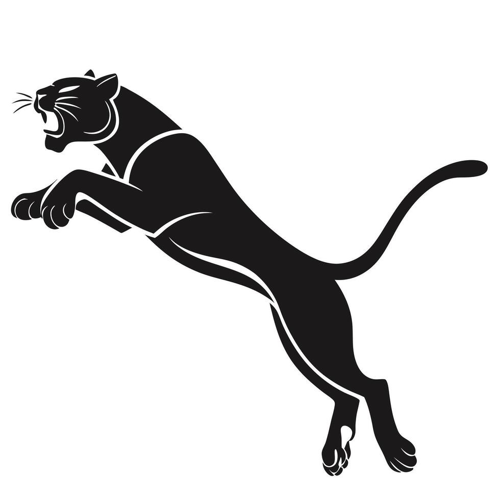 Leaping Black Panther Flying Illustration vector