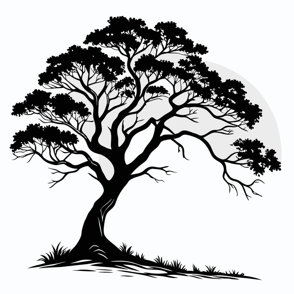 Silhouette Of A Bending Tree vector