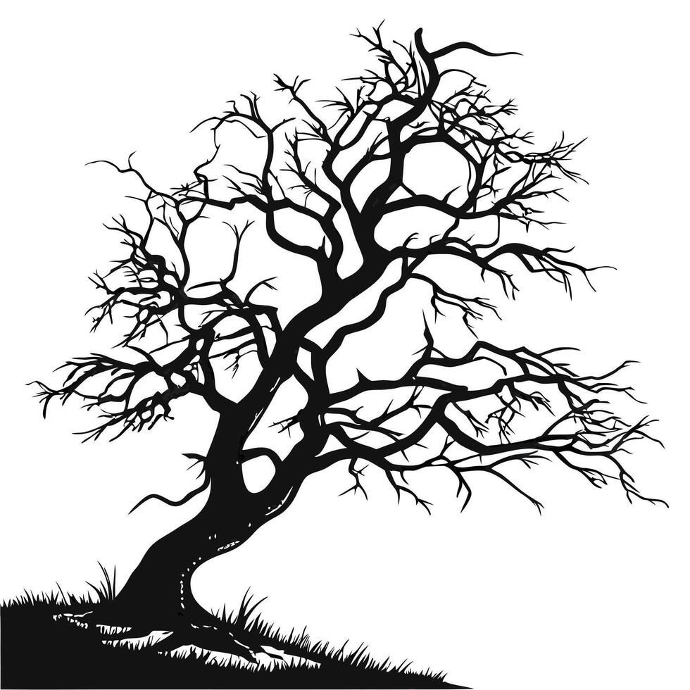 Silhouette Of A Spooky Bare Tree vector