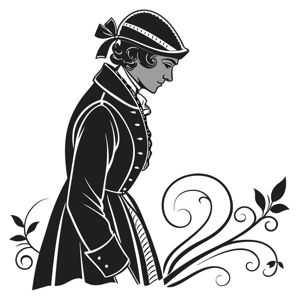 Retro Noble Silhouette With Floral Design vector
