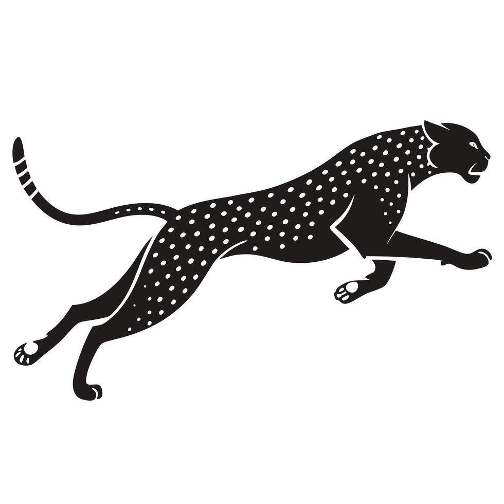 Running Silhouette Cheetah Black And White vector