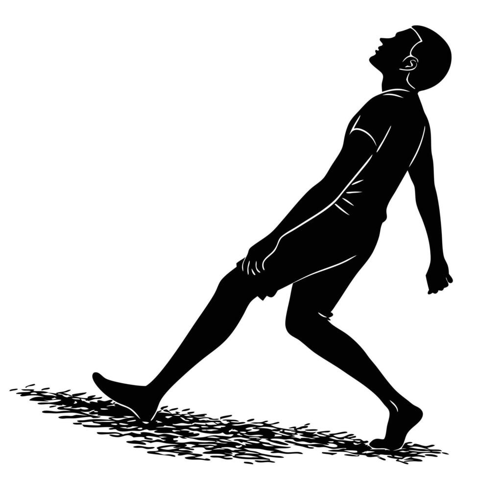 Silhouette Man Looking Upward Leaning Back vector