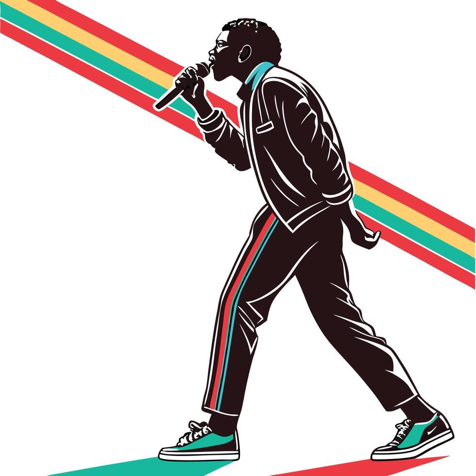 Retro Singer Performing With Microphone vector