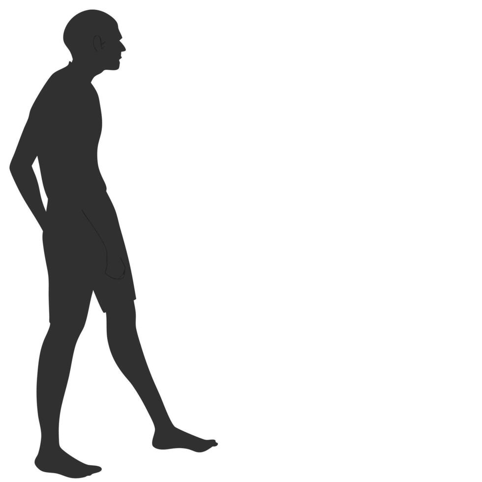 Silhouette Of Man Walking Barefoot Forward vector