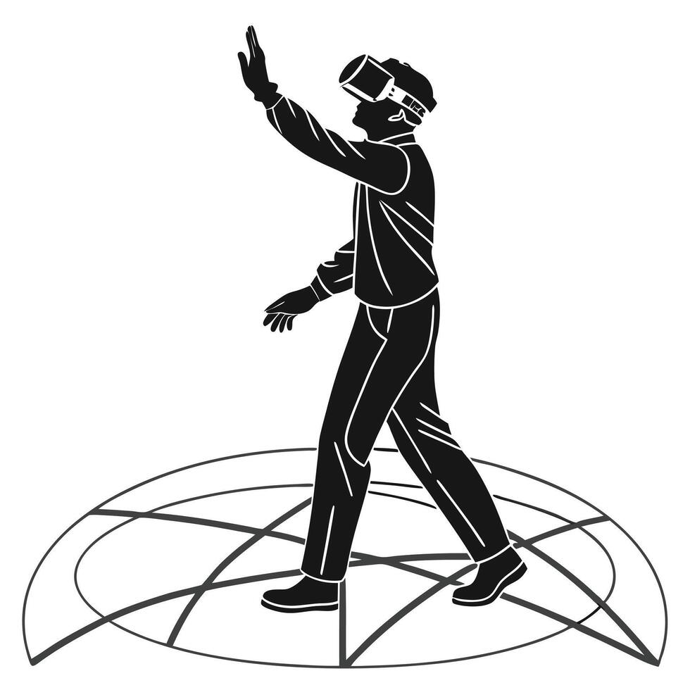 Virtual Reality Experience Black And White vector