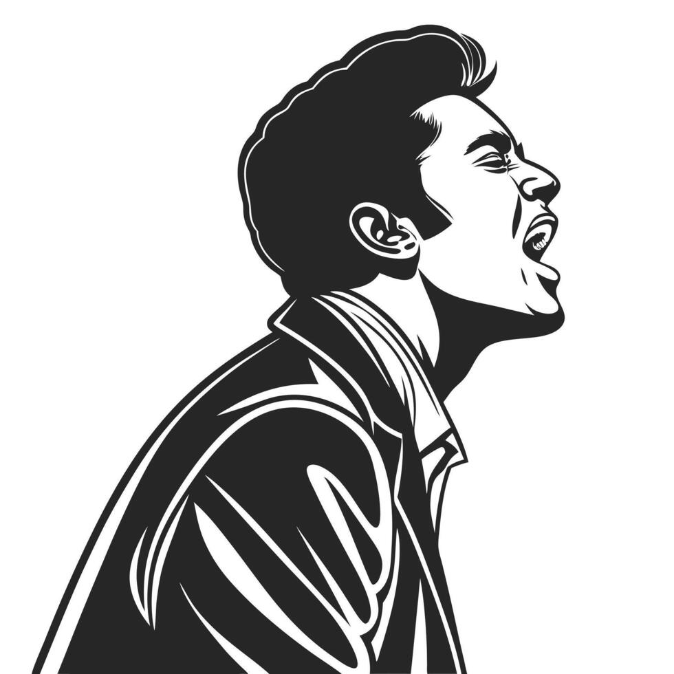 Vocalist Singer Black And White Portrait vector