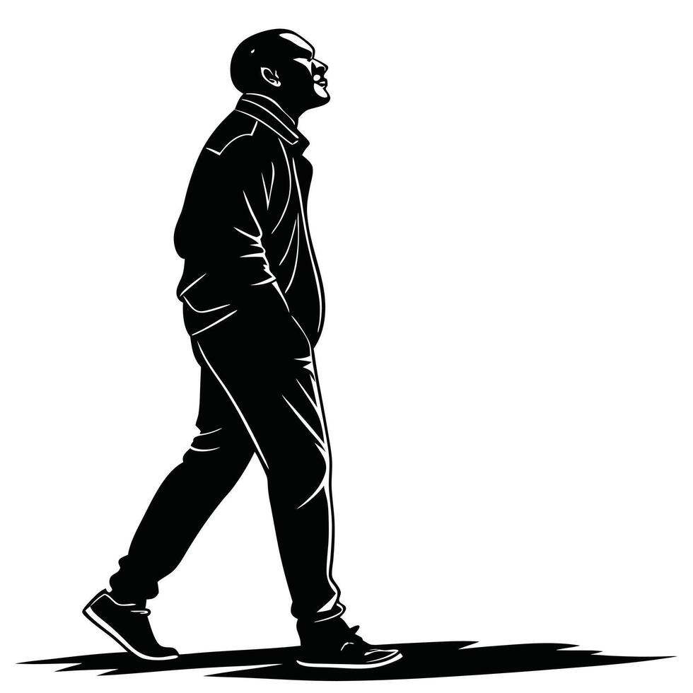 Stylish Man Walking Illustration Design vector