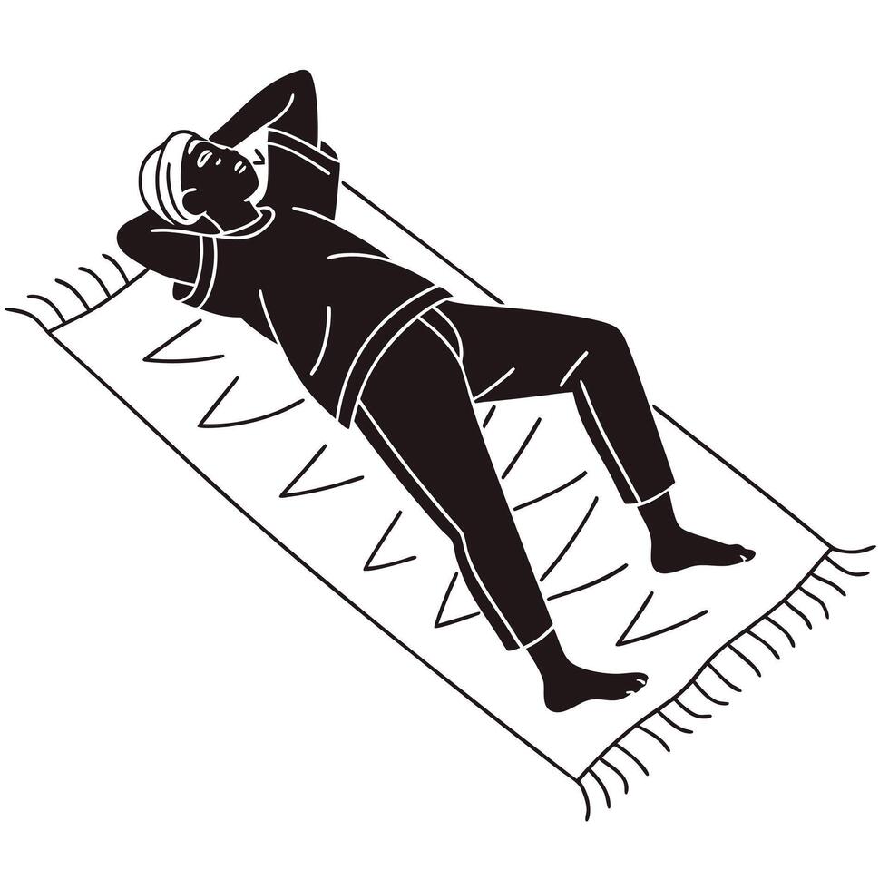 Woman Relaxing On A Rug vector