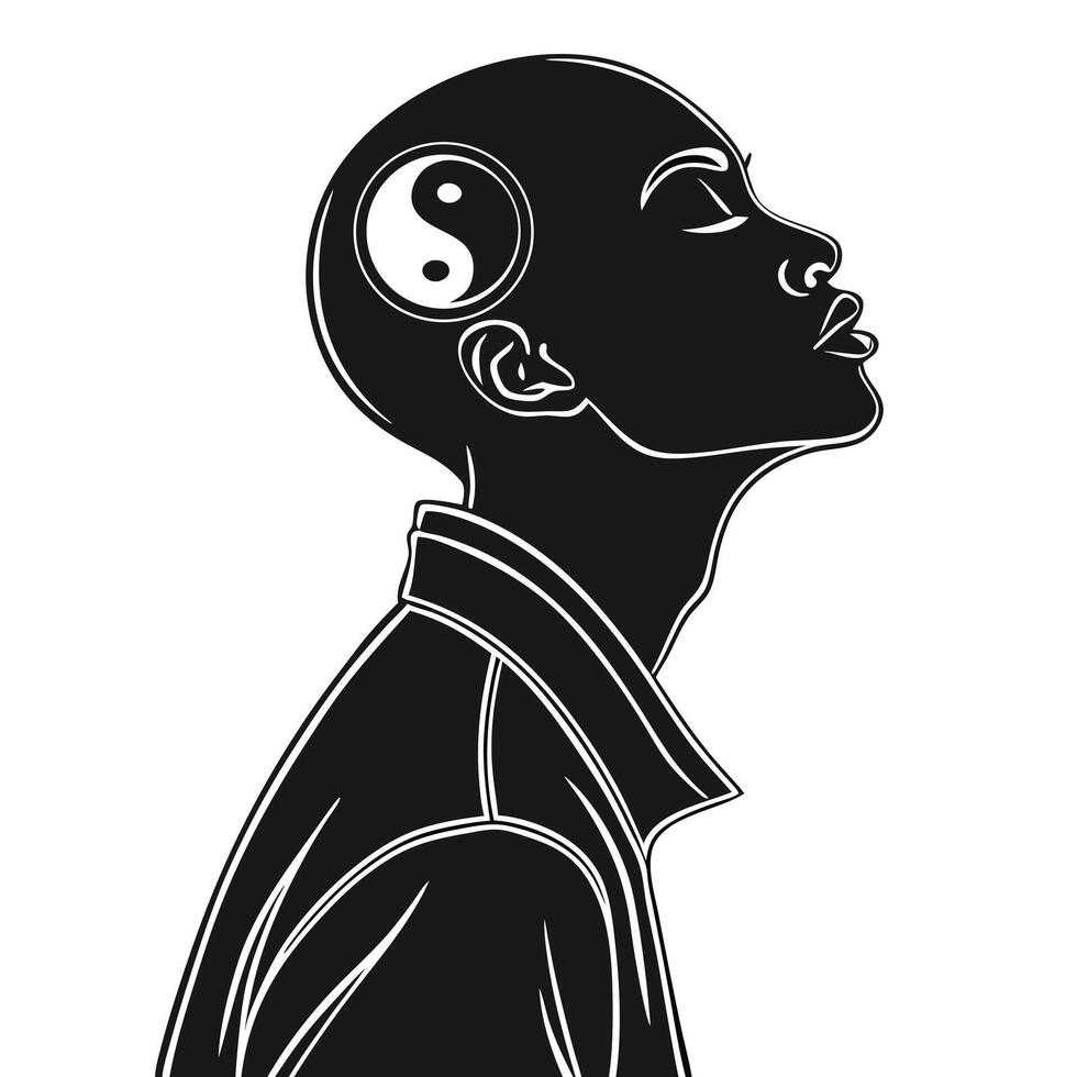 Yin Yang Mind Black And White vector