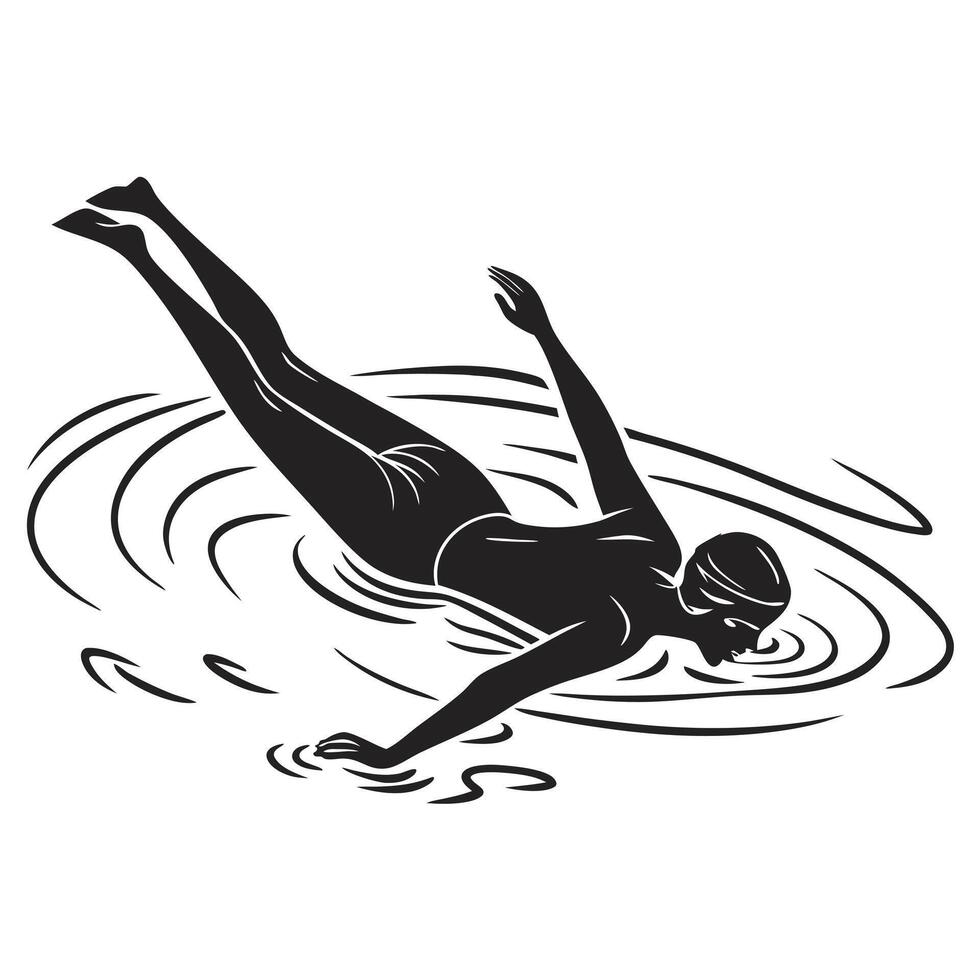 Swimmer In Water Art Black vector
