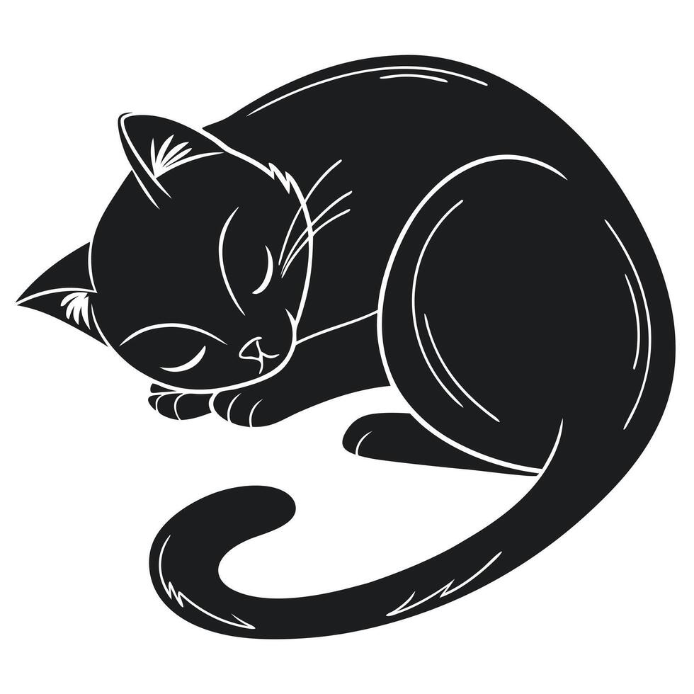 Sleeping Cat Curled Up vector