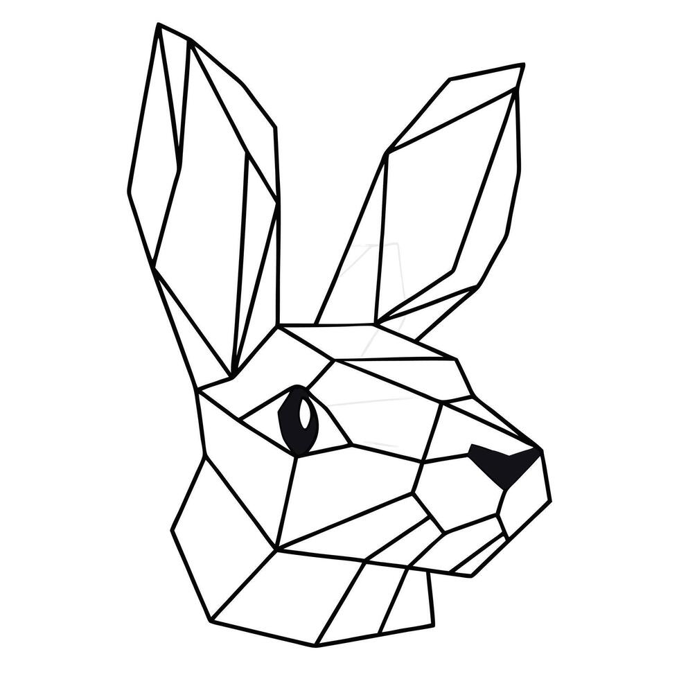 Geometric Rabbit Head Abstract Art vector
