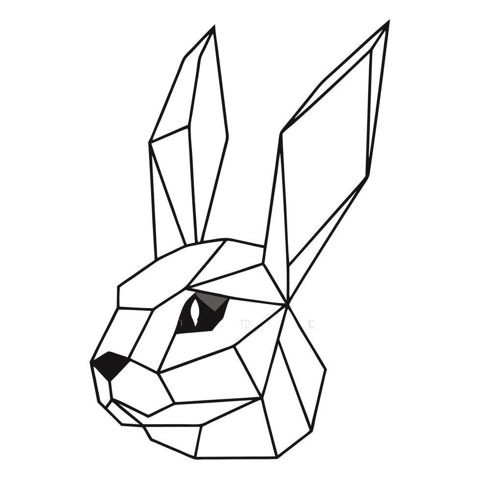 Geometric Hare Head Low Poly Art vector